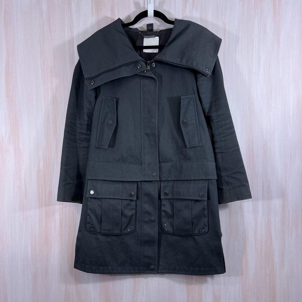 Ashley B grey convertible trench cropped coat